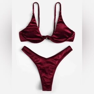Velvet Burgundy Bikini Set